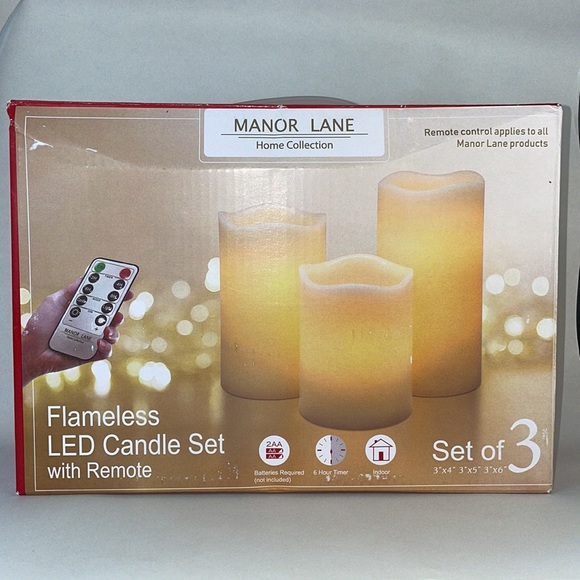 manor lane Accents New Manor Lane Flameless Led Candle Set With